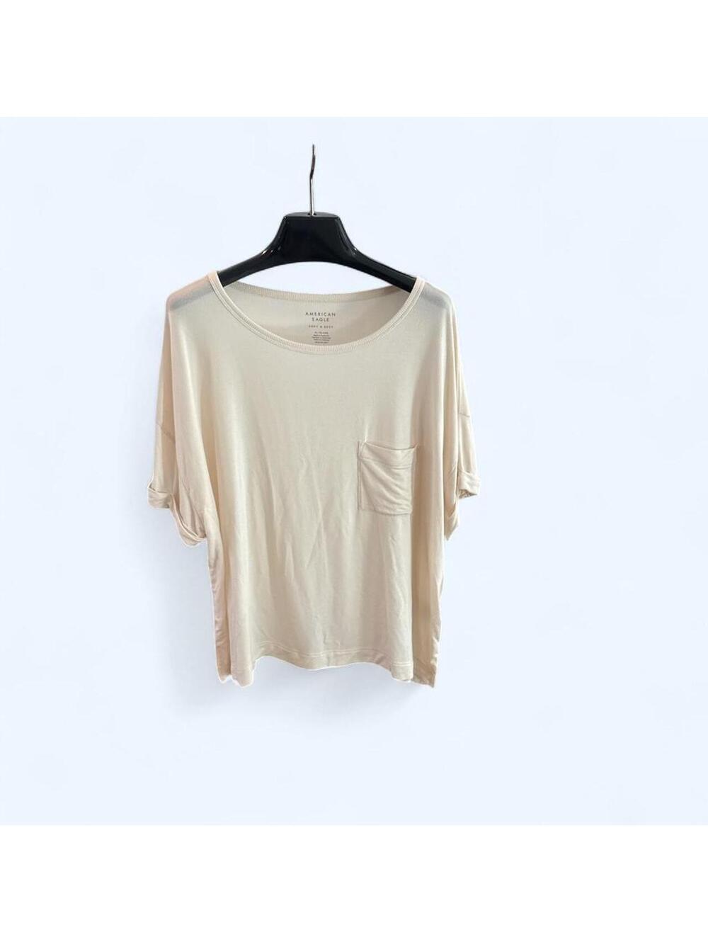 American Eagle Soft & Sexy Beige Pocket T-Shirt XL
